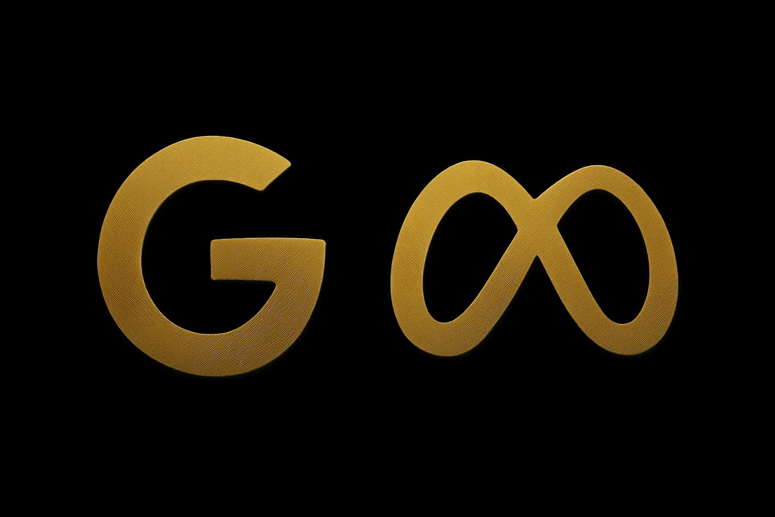 Duas plataformas de anúncios digitais lado a lado, uma com o logo do Google e outra com o logo da Meta, sobre um fundo abstrato de gráficos e dados.